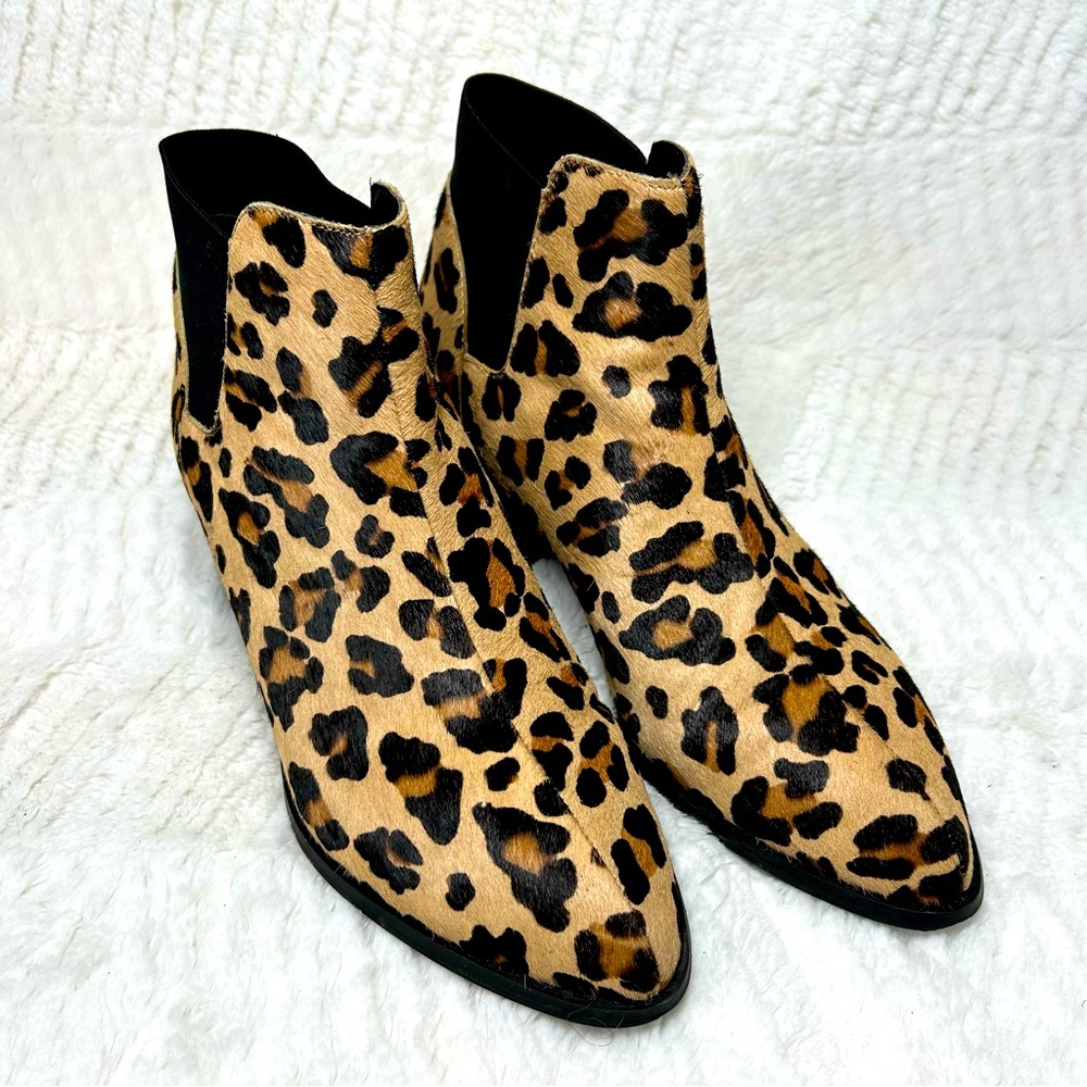 Steve Madden PALACE LEOPARD Calf Hair Leopard Print Cuban Heel Ankle Booties - Picture 4 of 12